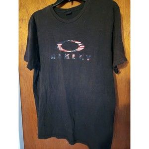 Oakley Mens USA Flag Ellipse Tee Short Sleeve T Shirt Black L LOGO O SS